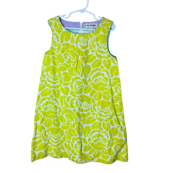 Mini Boden Girls 7-8 Years Linen Dress Sleeveless Yellow Printed - Picture 1 of 8